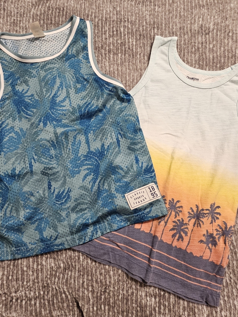 Lot Of 2 Boy's Palm Print Tank Tops